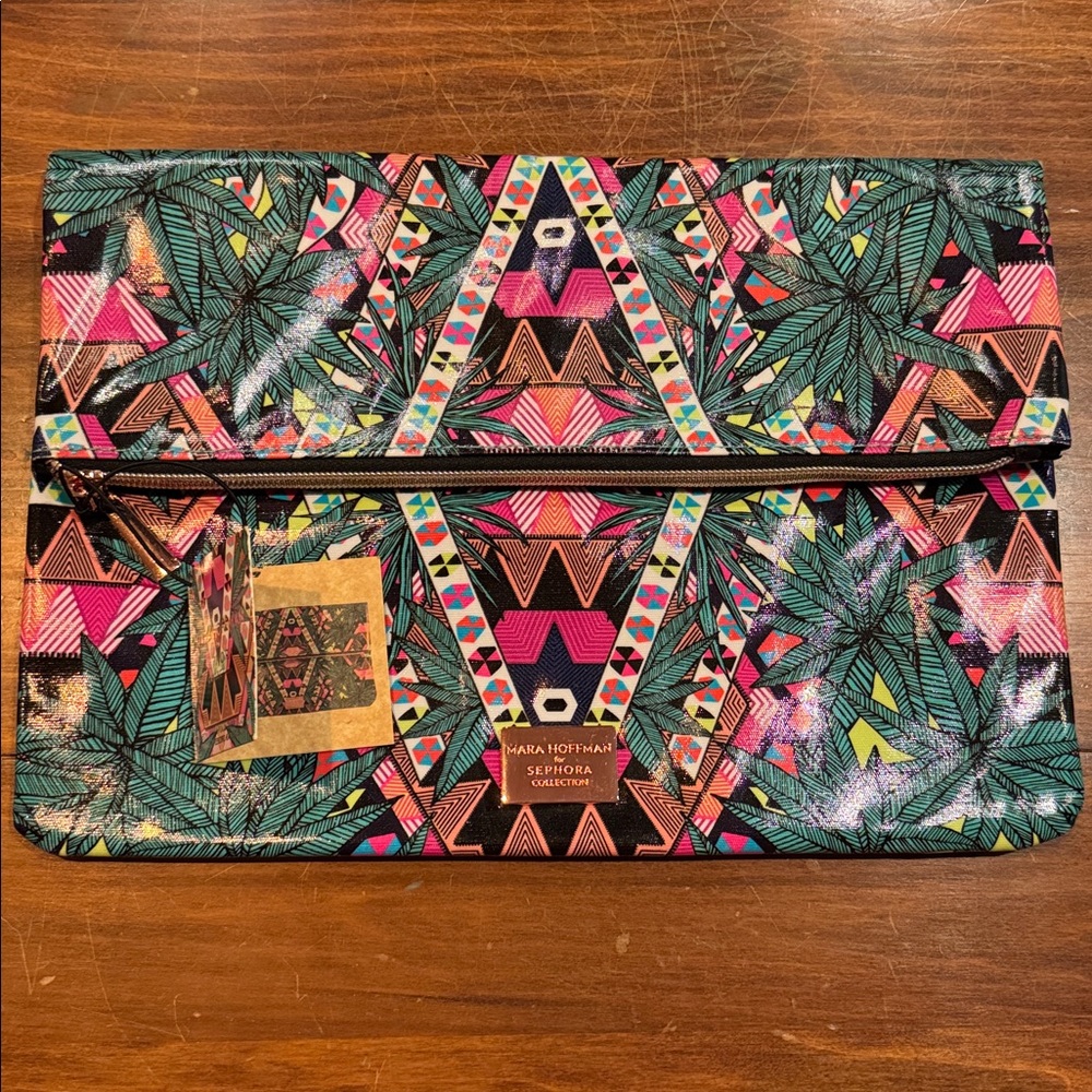 NWT Mara Hoffman for Sephora Collection Foldover Zipper Clutch Purse Make Up Bag